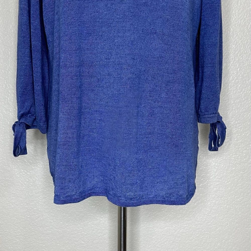 Talbots 100% Linen Split Crewneck Sleeves Tie Swe… - image 5